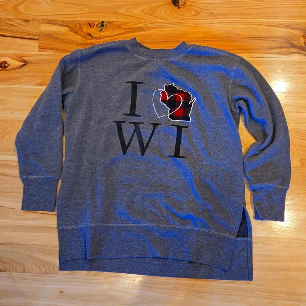 Maurice's I Love WI tunic sweatshirt size small